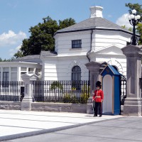 Guard in front of Government House in Canada`s capital