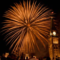 Fireworks on parliament hill during Canada Day celebrations